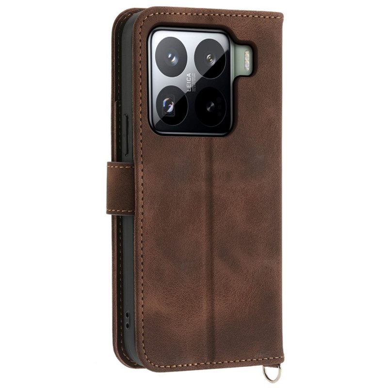 Θηκη Κινητου Xiaomi 15 Pro Λουλουδάτο Μοτίβο Με Εφέ Σουέτ Λουρί Και Ώμος