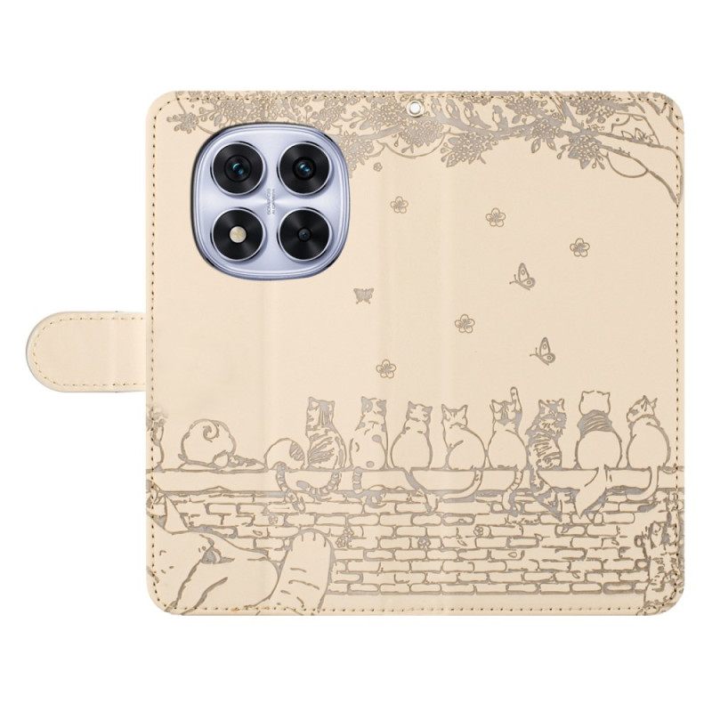 Δερματινη Θηκη Poco X7 5g Κορδόνι Με Μοτίβο Γάτας