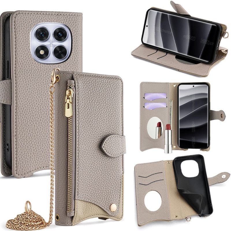 Δερματινη Θηκη Poco X7 5g Πορτοφόλι Με Αλυσίδα Σιλικόνης