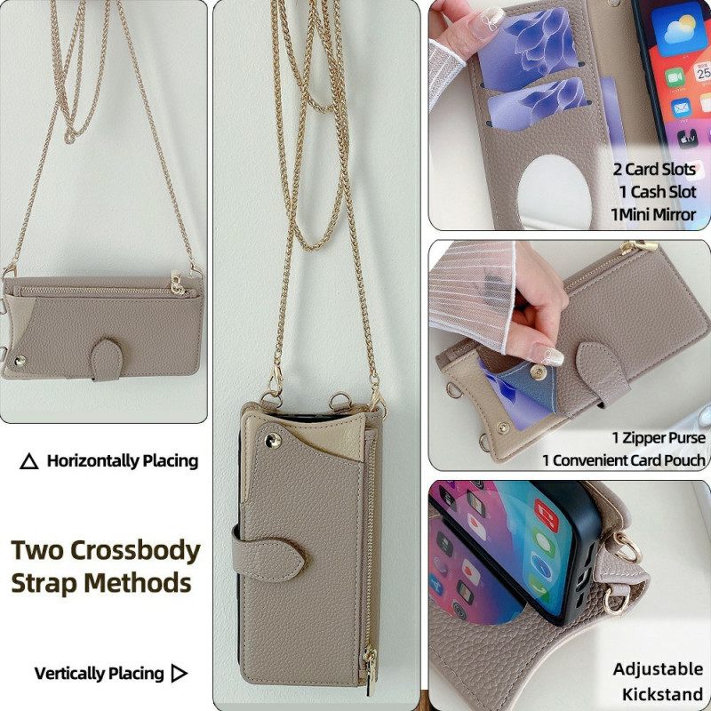 Δερματινη Θηκη Poco X7 5g Πορτοφόλι Με Αλυσίδα Σιλικόνης