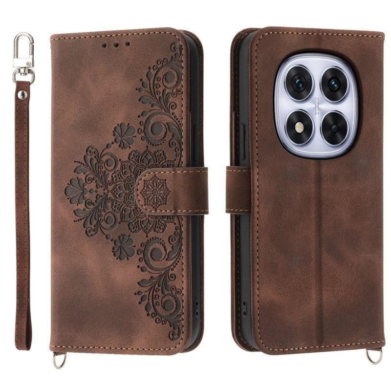 Δερματινη Θηκη Poco X7 5g Σχέδιο Δαντέλας Με Λουράκι Και Λουράκι Ώμου