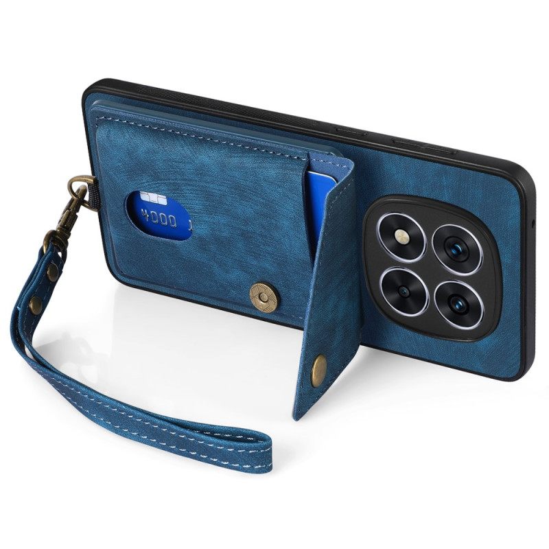 Κάλυμμα Poco X7 5g Θήκη Καρτών Και Κορδόνι Με Εφέ Δέρματος Σιλικόνης