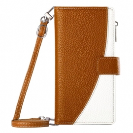 Δερματινη Θηκη Google Pixel 10a Δίχρωμο Πορτοφόλι Με Λουράκια