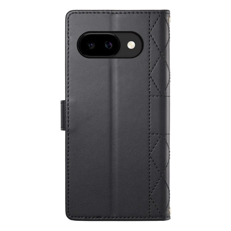 Δερματινη Θηκη Google Pixel 10a Καπιτονέ Πορτοφόλι Με Λουράκια
