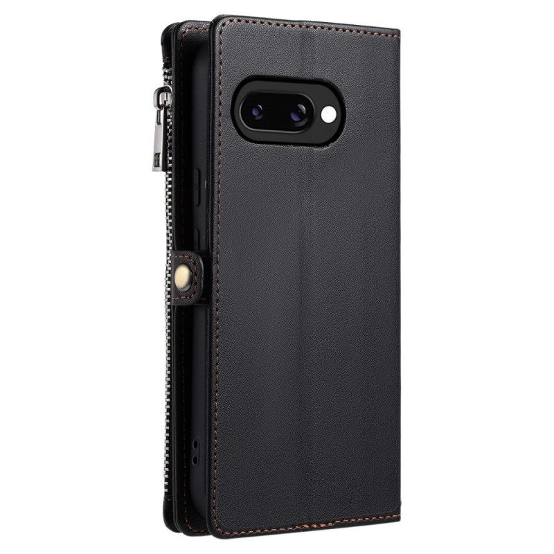 Δερματινη Θηκη Google Pixel 10a Πορτοφόλι Με 8 Θέσεις Για Κάρτες Και Κορδόνι Σιλικόνης