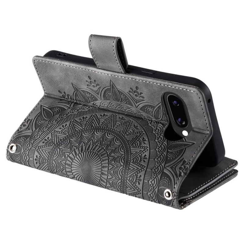 Δερματινη Θηκη Google Pixel 10a Πορτοφόλι Με Εφέ Σουέτ Mandala