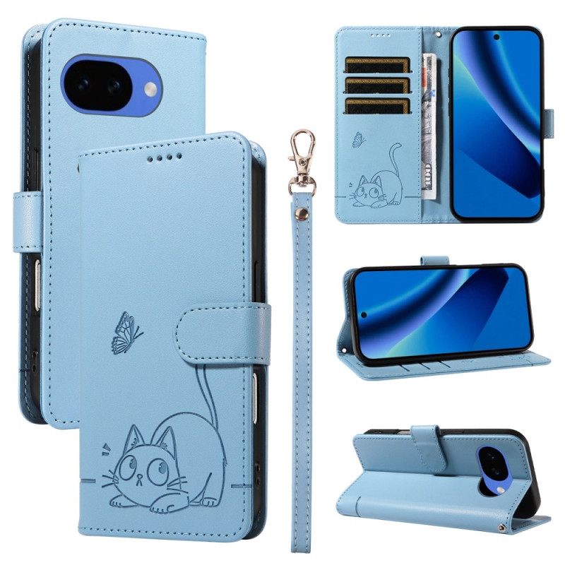 Δερματινη Θηκη Google Pixel 10a Σχέδιο Και Λουράκι Γάτας