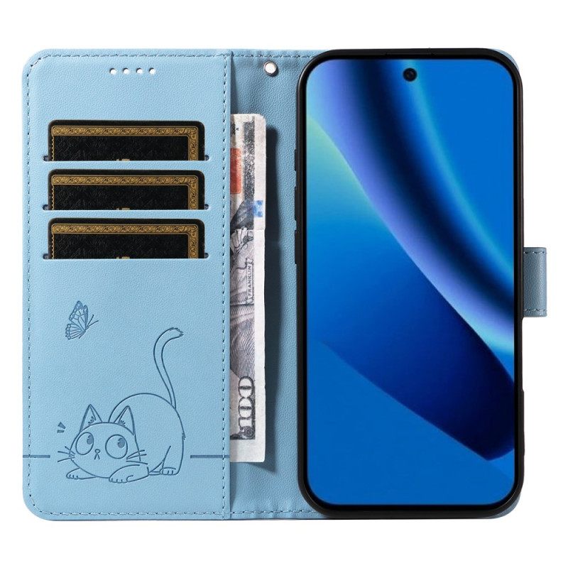 Δερματινη Θηκη Google Pixel 10a Σχέδιο Και Λουράκι Γάτας