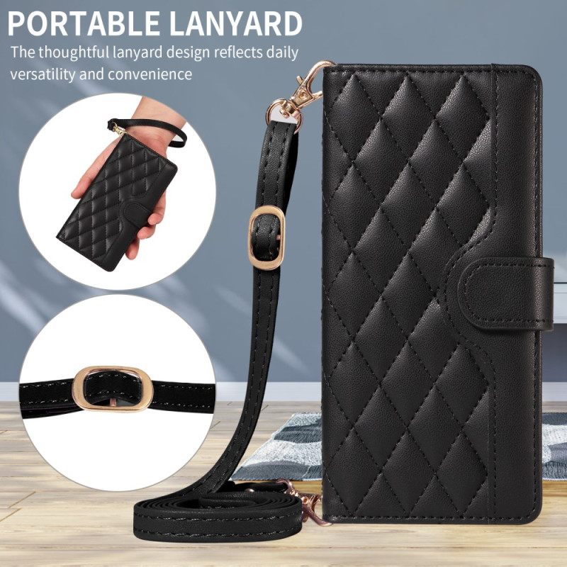 Θηκη Κινητου Google Pixel 10a Καπιτονέ Πορτοφόλι Με Λουράκι Και Λουράκι Ώμου