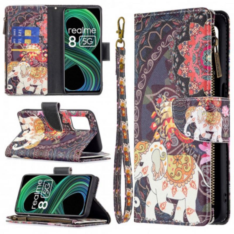 Κάλυμμα Realme 8 5G Τσέπη Με Φερμουάρ Ελέφαντα