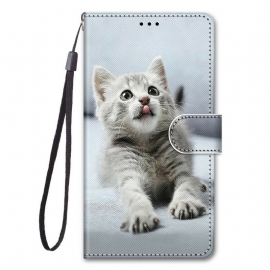δερματινη θηκη Xiaomi Mi 10T Lite / Redmi Note 9 Pro 5G με κορδονι Strappy Kitten