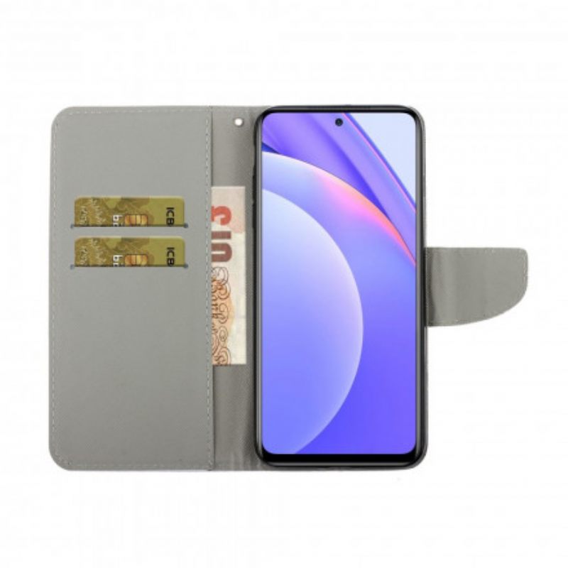 Κάλυμμα Xiaomi Mi 10T Lite / Redmi Note 9 Pro 5G Πρασινομάτινη Γάτα Με Κορδόνι