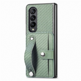 Κάλυμμα Samsung Galaxy Z Fold 5 Θήκες Κινητών Κάτοχος Κάρτας Από Ανθρακονήματα Και Ιμάντας