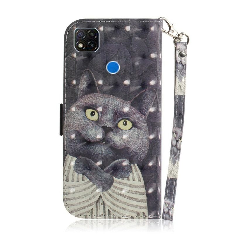 Κάλυμμα Xiaomi Redmi 9C με κορδονι Γκρι Strappy Cat
