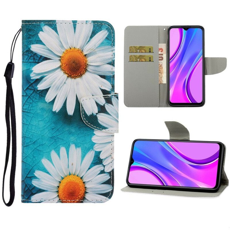 Θήκη Flip Xiaomi Redmi 9C με κορδονι Strappy Daisies