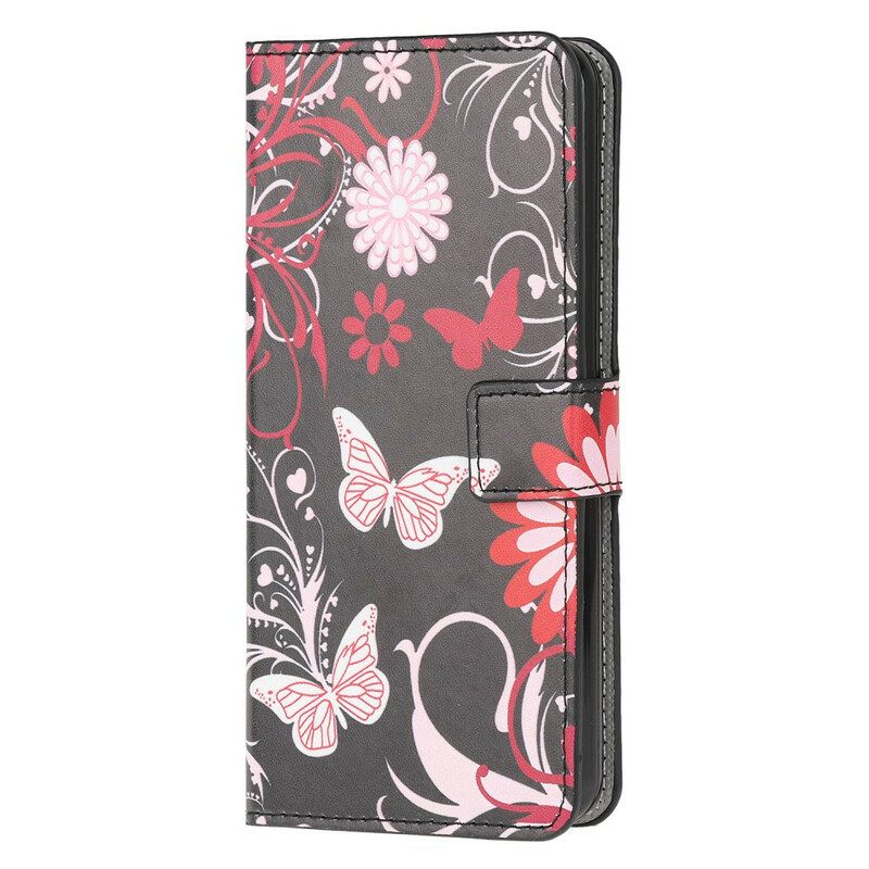 Θήκη Flip Xiaomi Redmi 9C Πεταλούδες Και Λουλούδια
