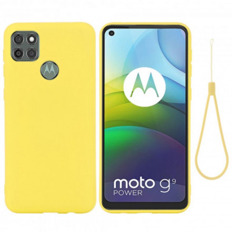 Θήκη Moto G9 Power Υγρή Σιλικόνη Με Κορδόνι