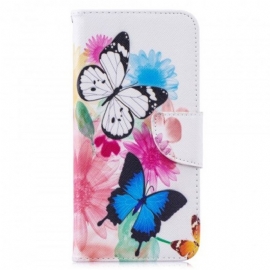 δερματινη θηκη Xiaomi Redmi Note 7 Ζωγραφισμένες Πεταλούδες Και Λουλούδια