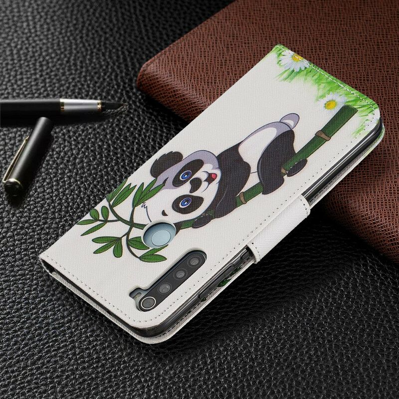 δερματινη θηκη Xiaomi Redmi Note 8 Panda On Bamboo