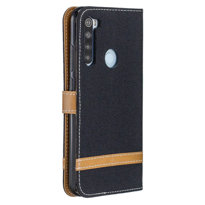 Κάλυμμα Xiaomi Redmi Note 8 με κορδονι Λουράκι Με Εφέ Από Ύφασμα Και Δέρμα