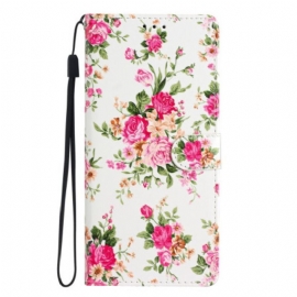 Κάλυμμα Moto G73 5G με κορδονι Strap Liberty Flowers