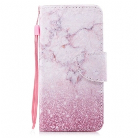 δερματινη θηκη Huawei P Smart με κορδονι Strip Marble