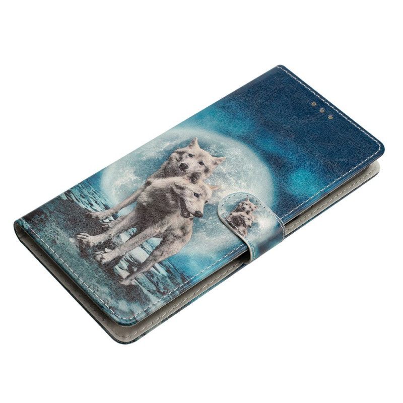 Κάλυμμα Samsung Galaxy A54 5G Λύκος Κάτω Από Το Φεγγάρι Με Κορδόνι