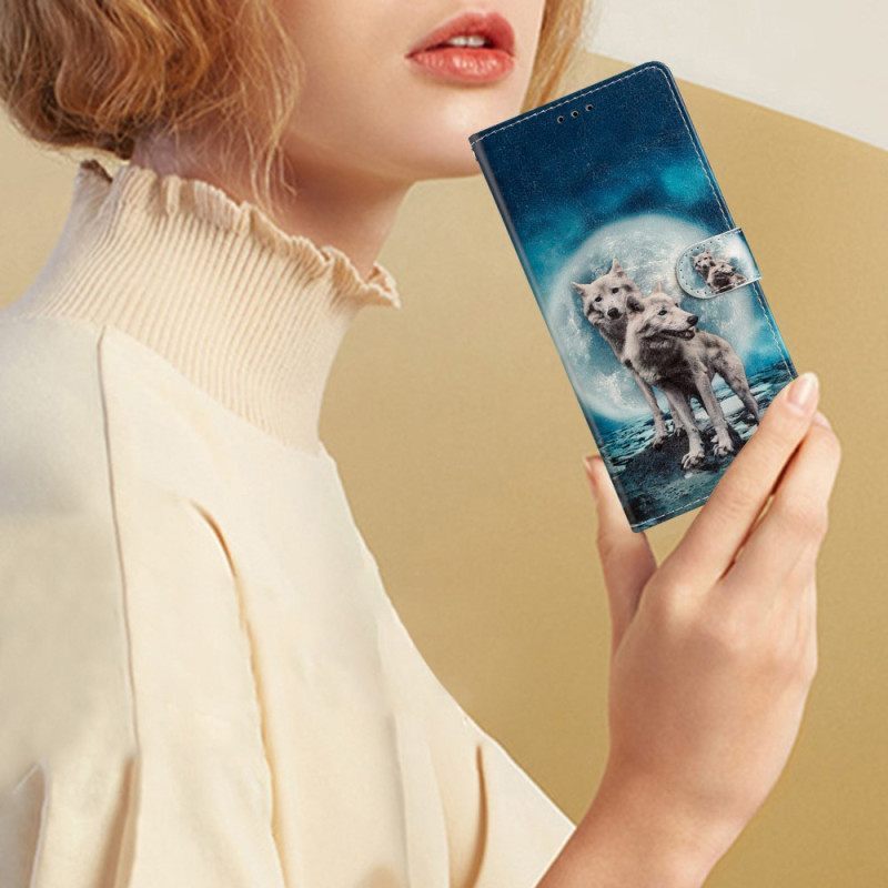 Κάλυμμα Samsung Galaxy A54 5G Λύκος Κάτω Από Το Φεγγάρι Με Κορδόνι