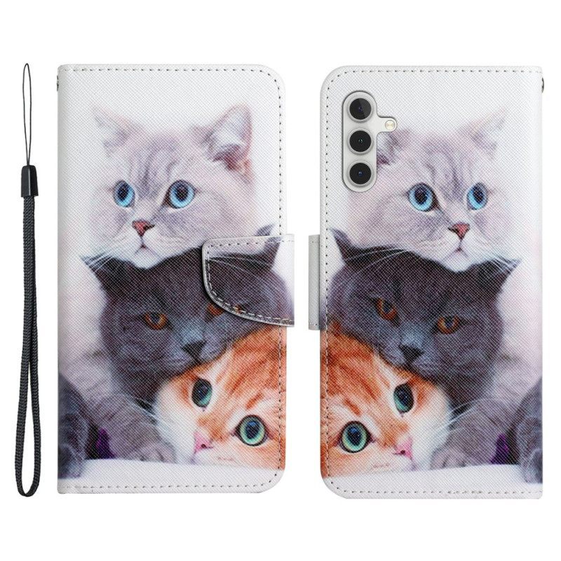Κάλυμμα Samsung Galaxy A54 5G Tales Of Cats With Lanyard