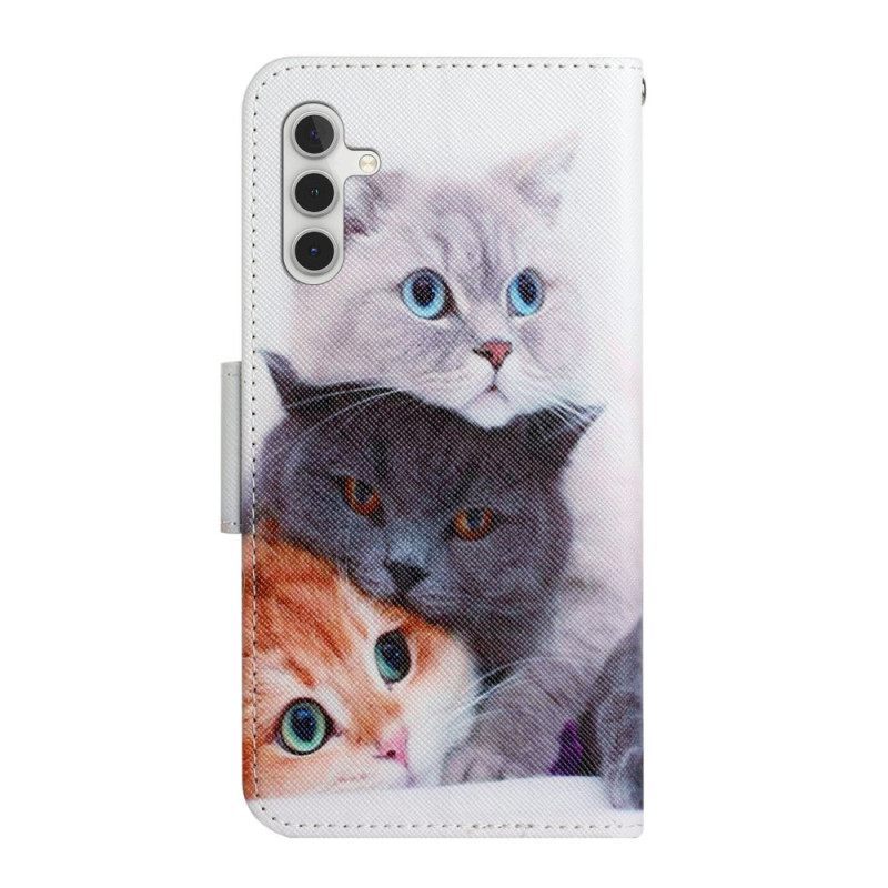 Κάλυμμα Samsung Galaxy A54 5G Tales Of Cats With Lanyard