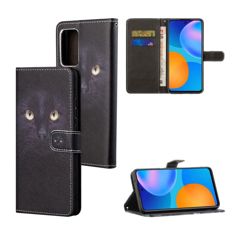 Κάλυμμα Xiaomi Redmi Note 11 / 11S με κορδονι Μαύρα Γατίσια Μάτια Με Λουράκι