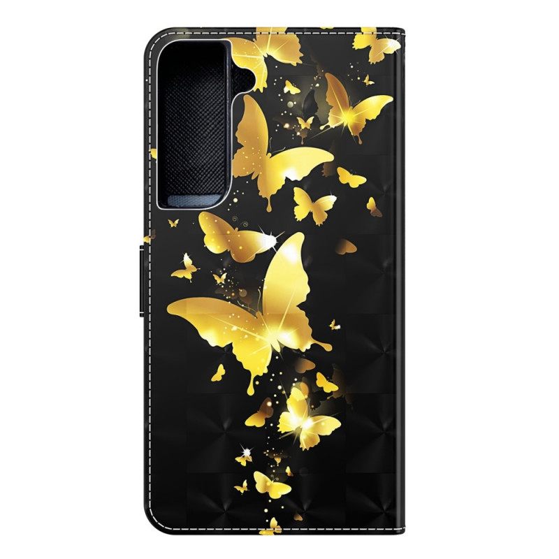 δερματινη θηκη Samsung Galaxy S22 Plus 5G Κίτρινες Πεταλούδες