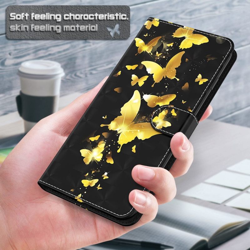δερματινη θηκη Samsung Galaxy S22 Plus 5G Κίτρινες Πεταλούδες