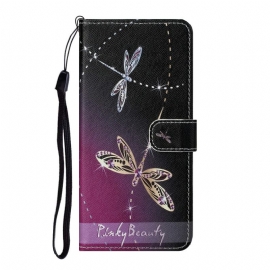 δερματινη θηκη Samsung Galaxy S22 Plus 5G με κορδονι Strappy Dragonflies