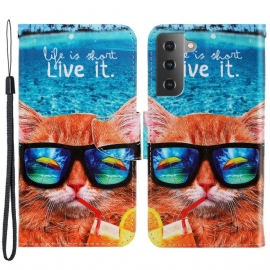 Κάλυμμα Samsung Galaxy S22 Plus 5G με κορδονι Cat Live It Strappy
