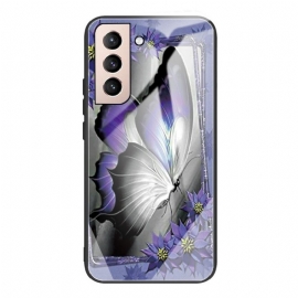 θηκη κινητου Samsung Galaxy S22 Plus 5G Μωβ Butterfly Tempered Glass