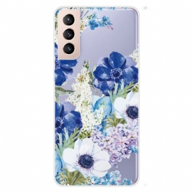 Θήκη Samsung Galaxy S22 Plus 5G Ακουαρέλα Μπλε Λουλούδια