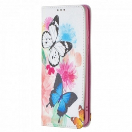 θηκη κινητου Huawei P50 Pro Θήκη Flip Χρωματιστές Πεταλούδες