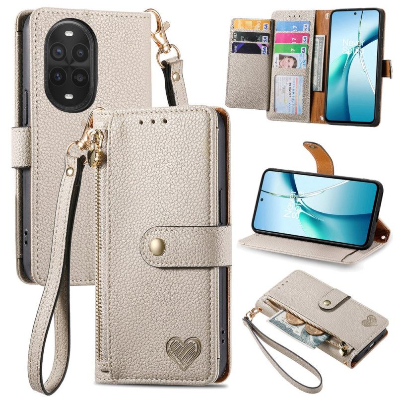 Δερματινη Θηκη Huawei Nova 13 Pro Προστασία Rfid Με Σχεδίαση Καρδιάς Σιλικόνης