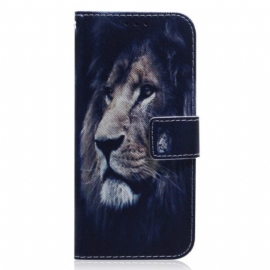 δερματινη θηκη Xiaomi Redmi Note 12 4G Που Ονειρεύεται-λιοντάρι