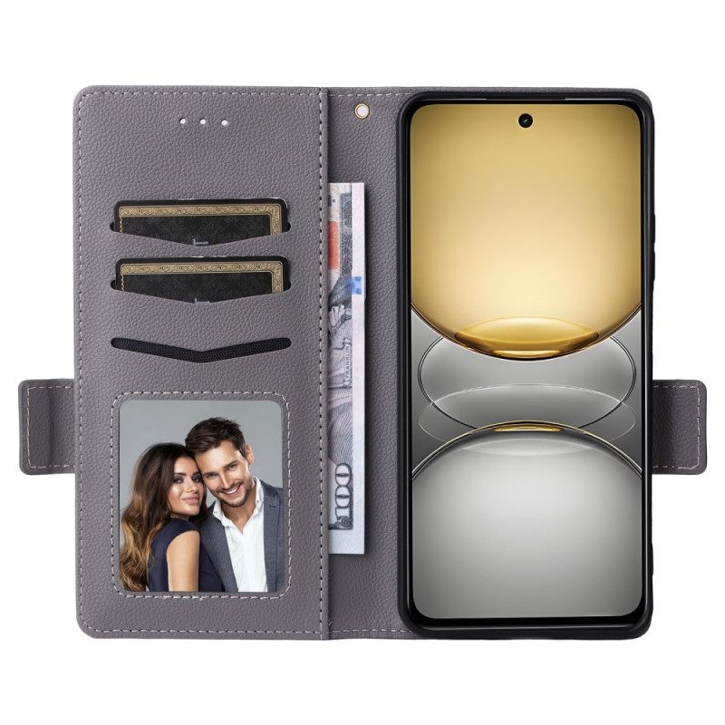 Δερματινη Θηκη Realme 14x 5g Δέρμα Λίτσι Με Λουράκι Σιλικόνης