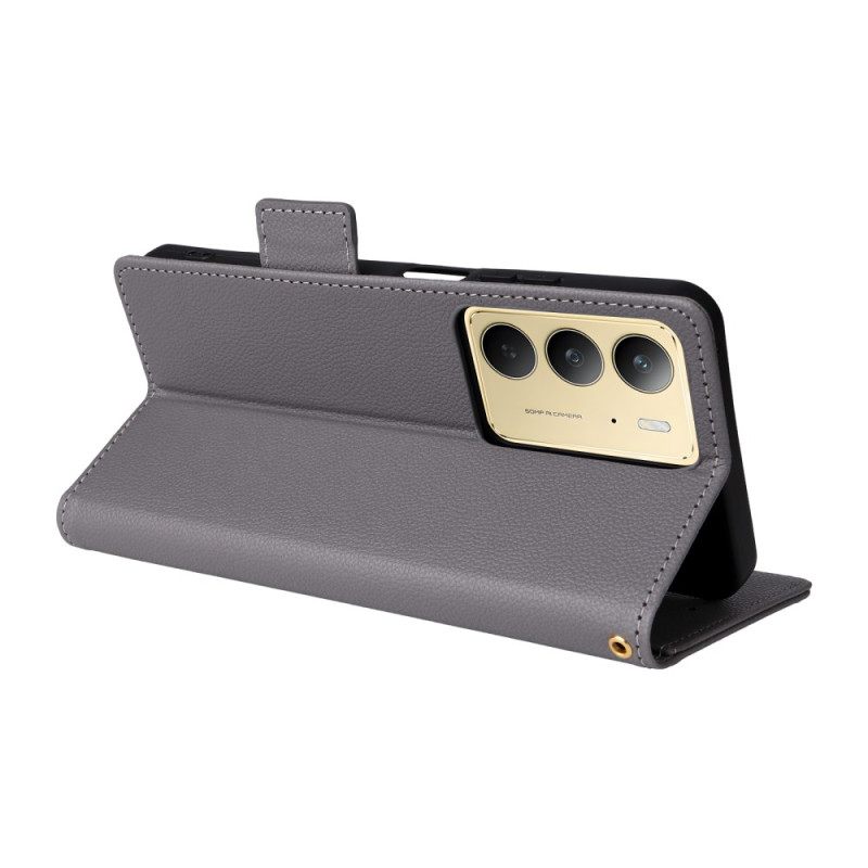 Δερματινη Θηκη Realme 14x 5g Δέρμα Λίτσι Με Λουράκι Σιλικόνης