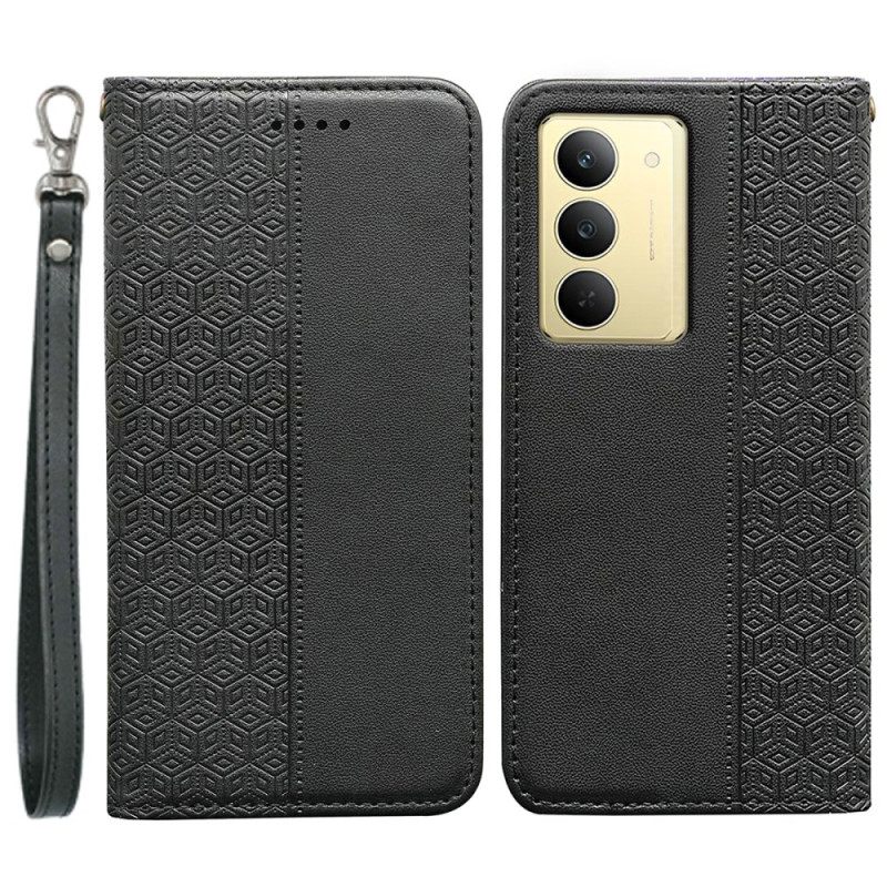 Δερματινη Θηκη Realme 14x 5g Καρό Λουράκι