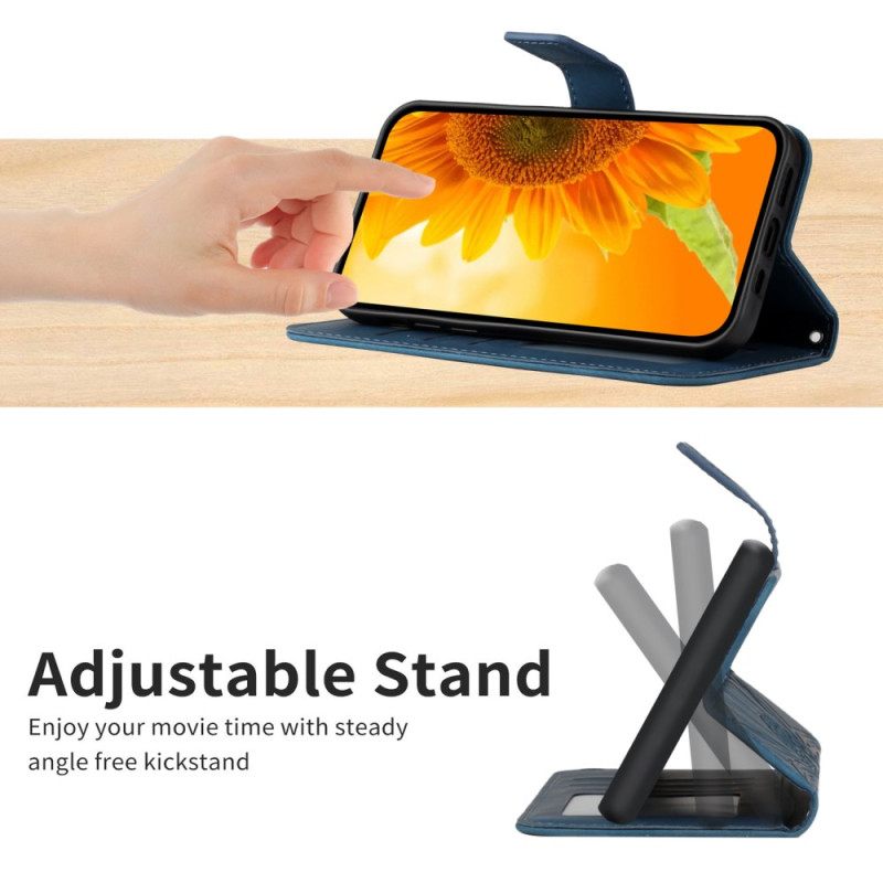 Δερματινη Θηκη Realme 14x 5g Λουράκι Με Δακτυλικό Αποτύπωμα Ηλίανθου