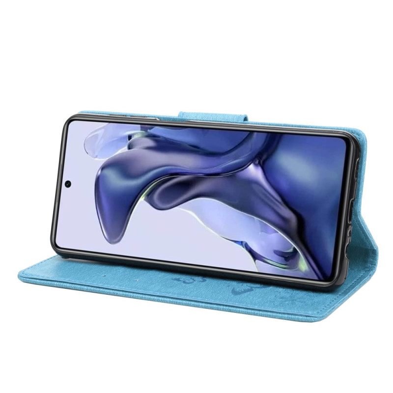 δερματινη θηκη Poco X4 Pro 5G με κορδονι Όμορφες Πεταλούδες Με Λουράκι