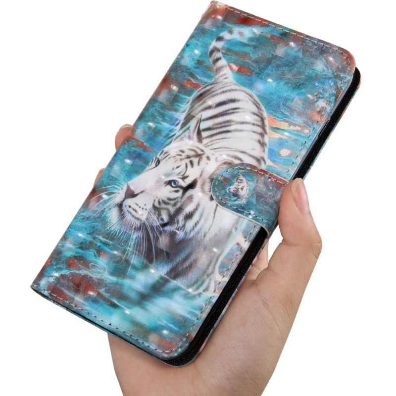 δερματινη θηκη Poco X4 Pro 5G με κορδονι Υπέροχο Strappy Tiger