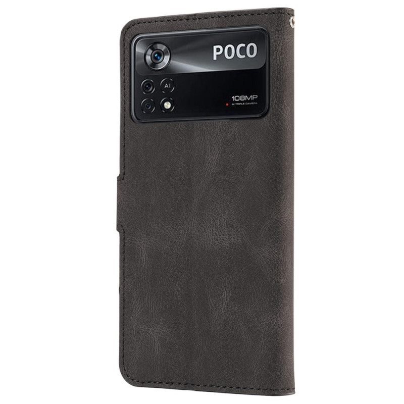 Κάλυμμα Poco X4 Pro 5G Δερμάτινο Στυλ Με Λουράκι