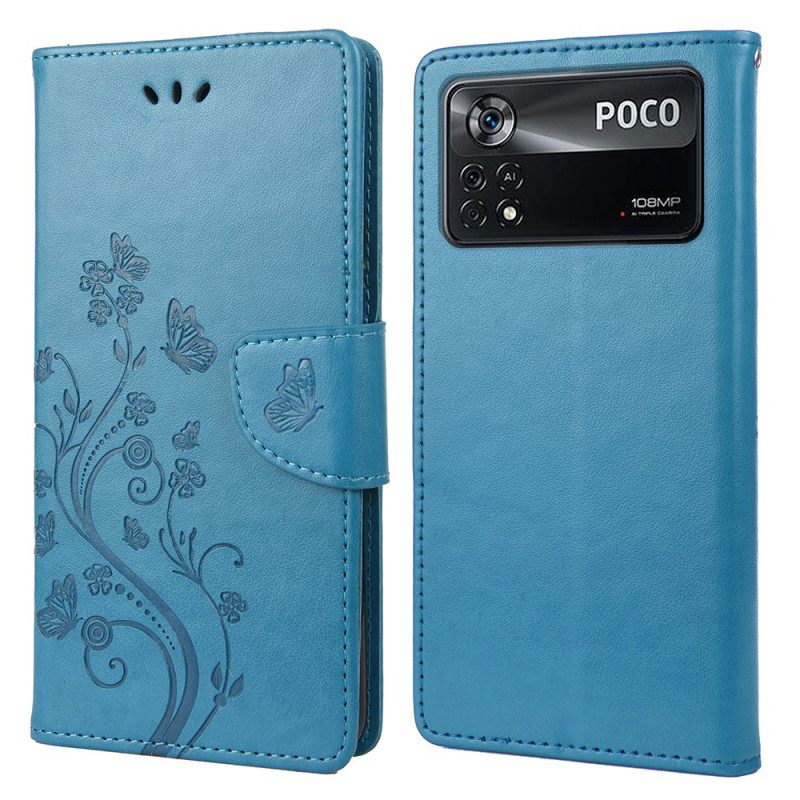 Κάλυμμα Poco X4 Pro 5G με κορδονι Floral Strappy Butterflies