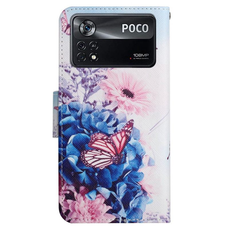 Κάλυμμα Poco X4 Pro 5G με κορδονι Floral Strappy Fantasy