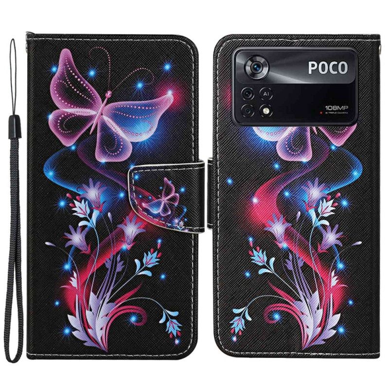 Κάλυμμα Poco X4 Pro 5G με κορδονι Χορός Των Strappy Butterflies